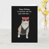 Funny Biker Cat Birthday Karte (Gelbe Blume)