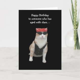 Funny Biker Cat Birthday Karte