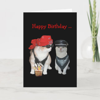 Funny Biker Cat Birthday Karte