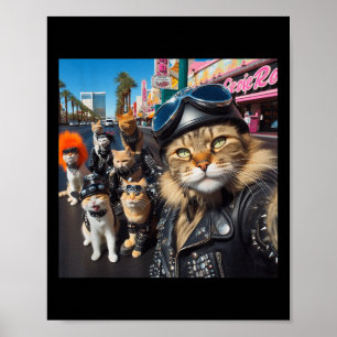 Funny Biker Cats Gangster Cats Street Motorrad C Poster