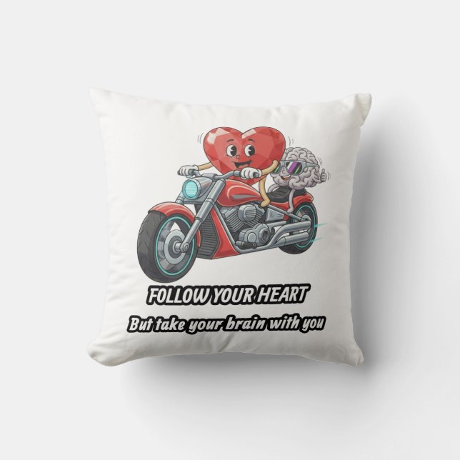 Funny biker heart follow your heart quote  kissen (Vorderseite)