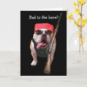 Funny Biker/Nonkonformist Bull Dog Birthday Karte (Gelbe Blume)