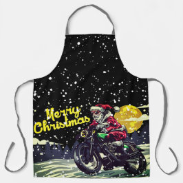 Funny Biker Santa Merry Weihnachten Schürze