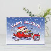 Funny Biker Weihnachtsmann Grußkarte Karte (Stehend Vorderseite)