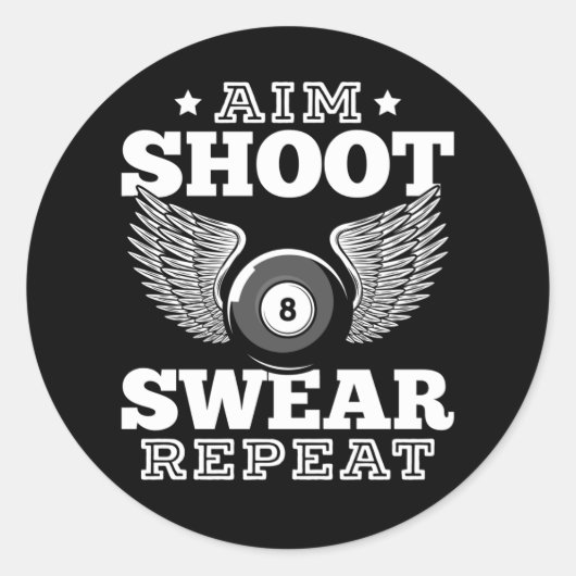 Funny Billard Retro 8 Ball Sprichwort Runder Aufkleber (Vorderseite)