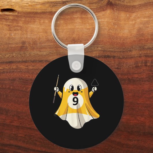 Funny Billiard Ghost Pumpkin Boo Halloween Kids Me Schlüsselanhänger (Vorderseite)