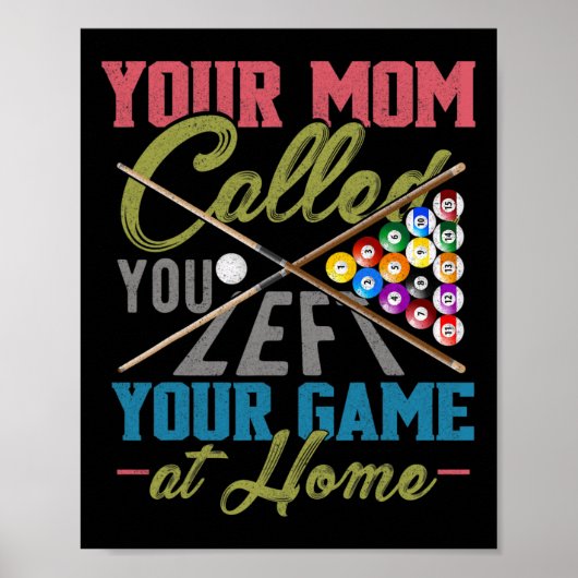 Funny Billiard Pool Cue Shirt Funny Pool Billiard Poster (Vorne)