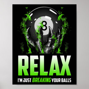 Funny Billiards Design 8 Ll Snooker Pool Cue Stick Poster