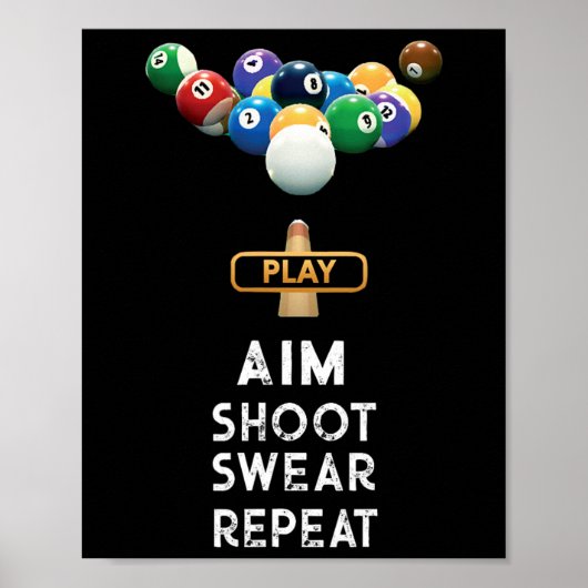 Funny Billiards Gift T Shirt für Pool Player Poster (Vorne)