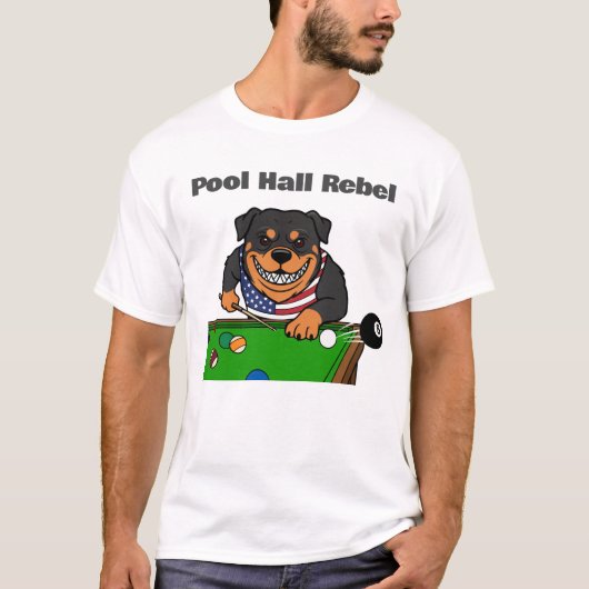 Funny Billiards Pool Hall Rebel Rottweiler T-Shirt (Vorderseite)