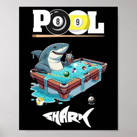 Funny Billiards Pool Shark Cool Poster (Vorne)