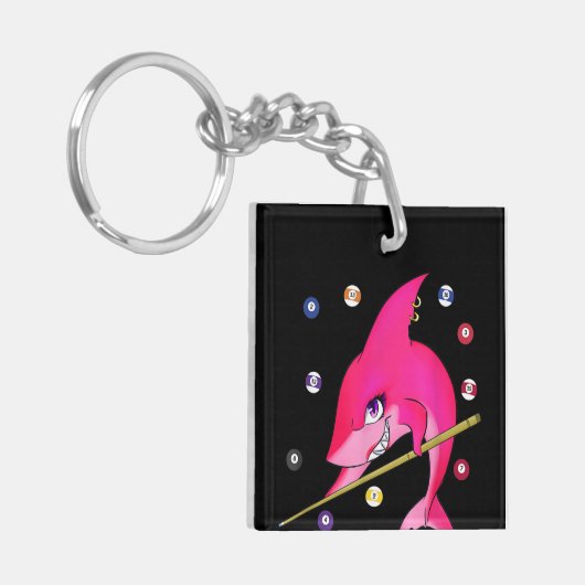 Funny Billiards Pool Shark Female Schlüsselanhänger (Vorderseite links)