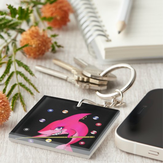 Funny Billiards Pool Shark Female Schlüsselanhänger (Vorderseite rechts)