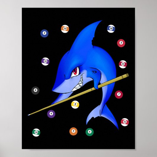 Funny Billiards Pool Shark Male Poster (Vorne)