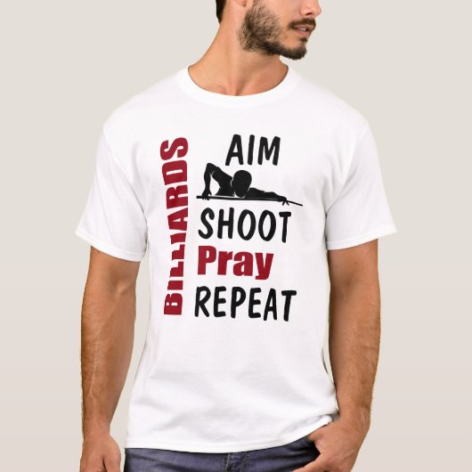 Funny Billiards Pool Shooting Aiming T-Shirt (Vorderseite)
