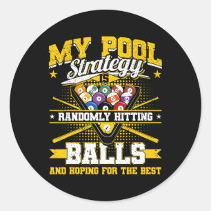 Funny Billiards Pool Strategie willkürlich auf Män Runder Aufkleber