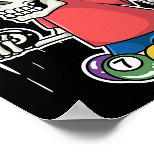 Funny Billiards Skull I Snooker Pool Player Gesche Poster (Ecke)