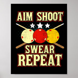 Funny Billiards Spielroutinemäßig Aim Shoot Swear  Poster