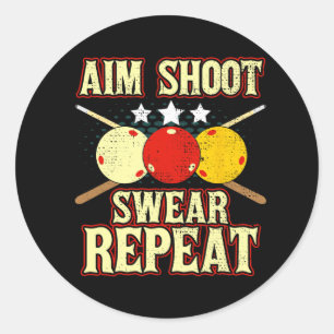 Funny Billiards Spielroutinemäßig Aim Shoot Swear Runder Aufkleber