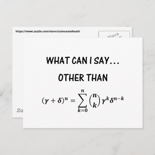 Funny Binomial Theorem STEM Math Science Spaß Postkarte (Vorne/Hinten)