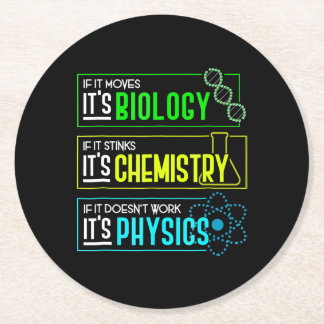Funny Biology Chemistry Physical Science Nerd Runder Pappuntersetzer
