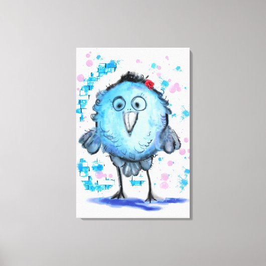 Funny Bird - Aquarell Leinwanddruck (Vorderseite)