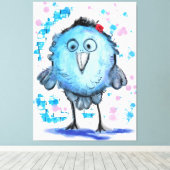 Funny Bird - Aquarell Leinwanddruck (Insitu (Holzboden))