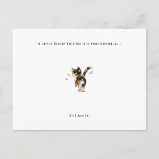 Funny Bird Cat Birthday Card. Feiertagspostkarte