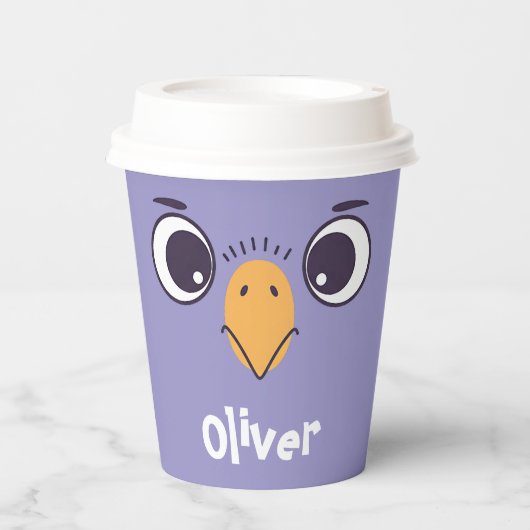 Funny Bird Gefecht mit großen Augen Pappbecher (Vorderseite)