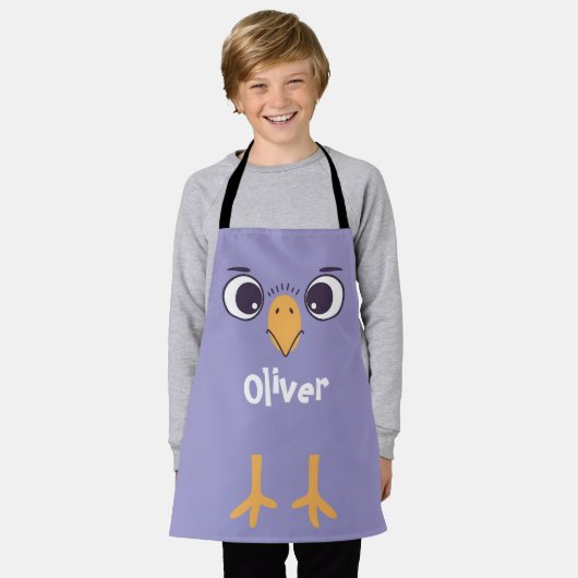 Funny Bird Gefecht mit großen Augen Schürze (Getragen)