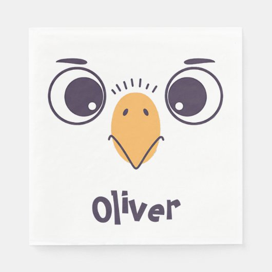 Funny Bird Gefecht mit großen Augen Serviette (Vorderseite)