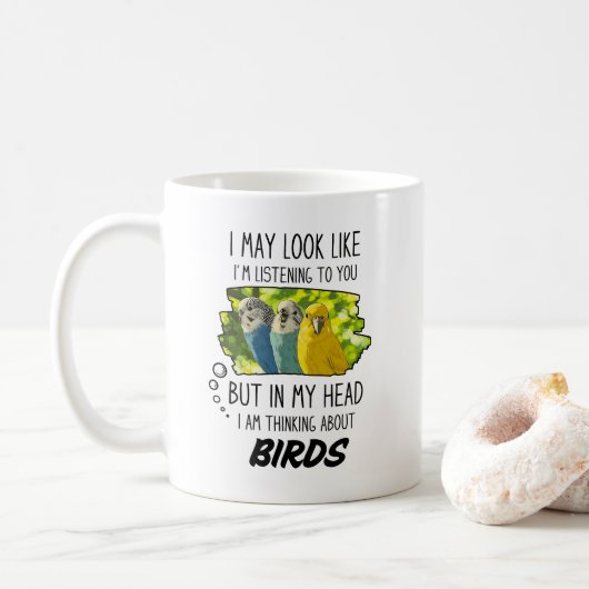 Funny Bird Lover Geschenk, schöne farbenfrohe Vöge Kaffeetasse (Mit Donut)