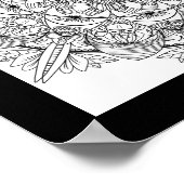 Funny Bird Mandala Party Poster für Farbenspiele (Ecke)