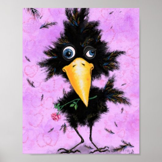 Funny Bird mit Rosen Poster (Vorne)