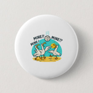 Funny Bird Pielen Volleyball Mine Game Day Vibes Button
