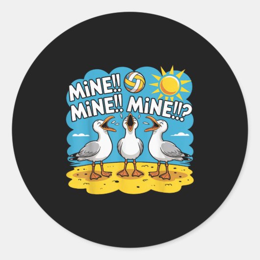Funny Bird Pielen Volleyball Mine Game Day Vibes Runder Aufkleber (Vorderseite)