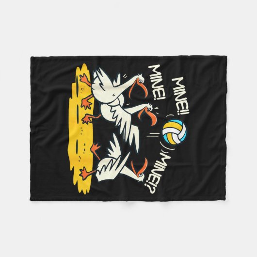 Funny Bird Playing Volleyball Mine Game Day Beach Fleecedecke (Vorderseite (Horizontal))