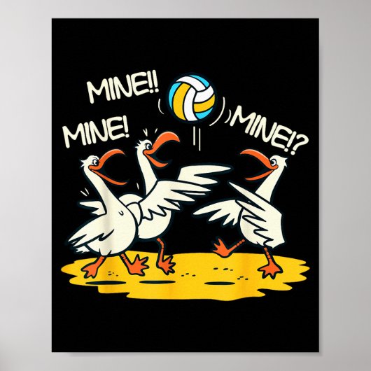 Funny Bird Playing Volleyball Mine Game Day Beach Poster (Vorne)