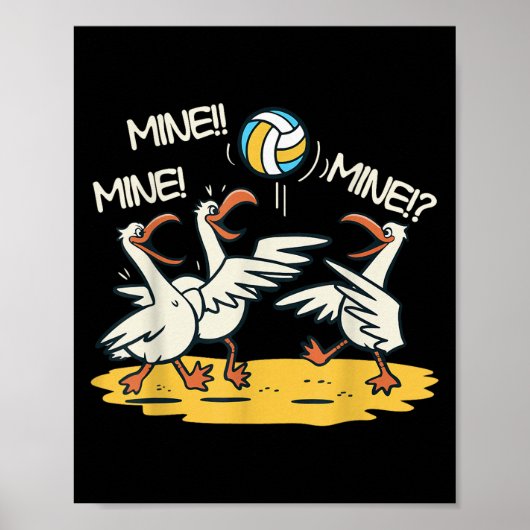 Funny Bird Playing Volleyball Mine Game Day Beach Poster (Vorne)