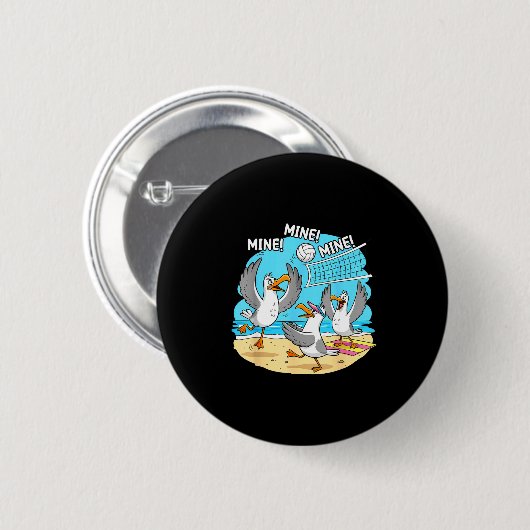 Funny Bird Playing Volleyball Mine Game Day Vibes  Button (Vorne & Hinten)
