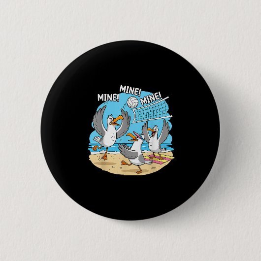 Funny Bird Playing Volleyball Mine Game Day Vibes Button (Vorderseite)