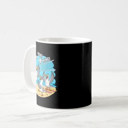 Funny Bird Playing Volleyball Mine Game Day Vibes Kaffeetasse (Vorderseite Links)