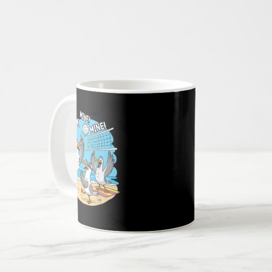 Funny Bird Playing Volleyball Mine Game Day Vibes Kaffeetasse (Vorderseite Links)