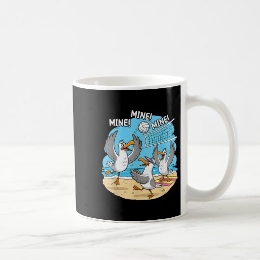 Funny Bird Playing Volleyball Mine Game Day Vibes Kaffeetasse (Rechts)