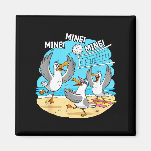 Funny Bird Playing Volleyball Mine Game Day Vibes Magnet (Vorne)