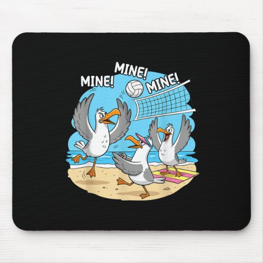 Funny Bird Playing Volleyball Mine Game Day Vibes  Mousepad (Vorne)