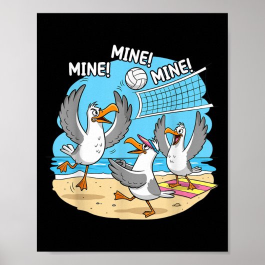 Funny Bird Playing Volleyball Mine Game Day Vibes Poster (Vorne)