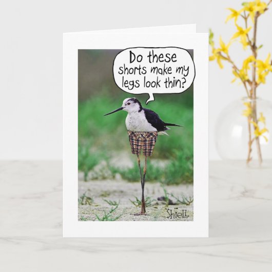 FUNNY BIRD SHORD Card oder Geschenk Karte (Gelbe Blume)