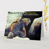 Funny Bird und Marine Iguana zum Geburtstag Karte (Gelbe Blume)