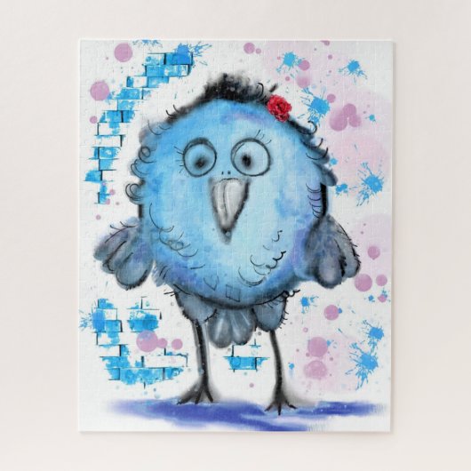 Funny Bird - Wasserfarbe - Niedlich Puzzle (Vertikal)